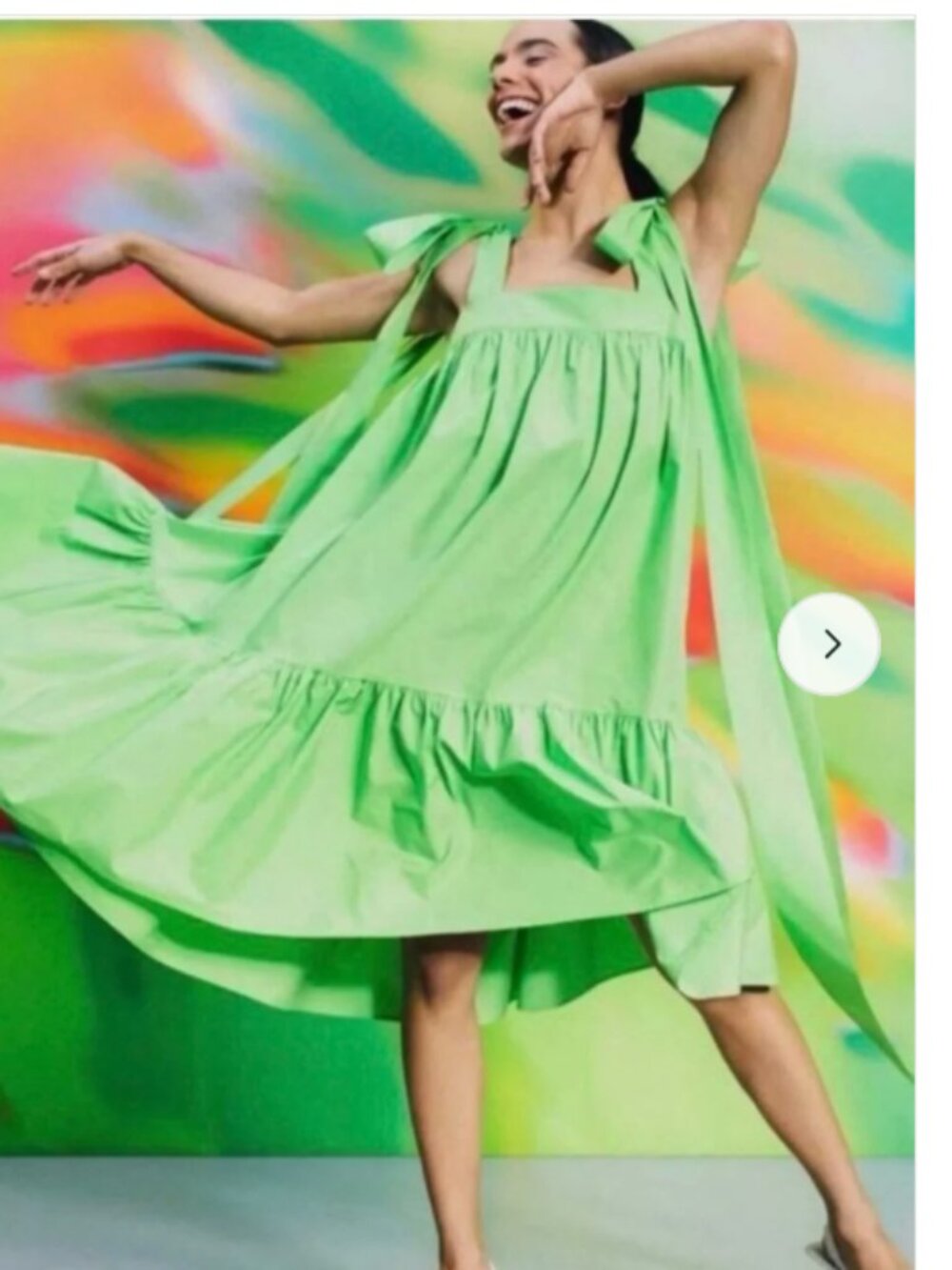 Christopher John Rogers Tie Strap High-Low Babydoll Dress Vibrant Green XXS